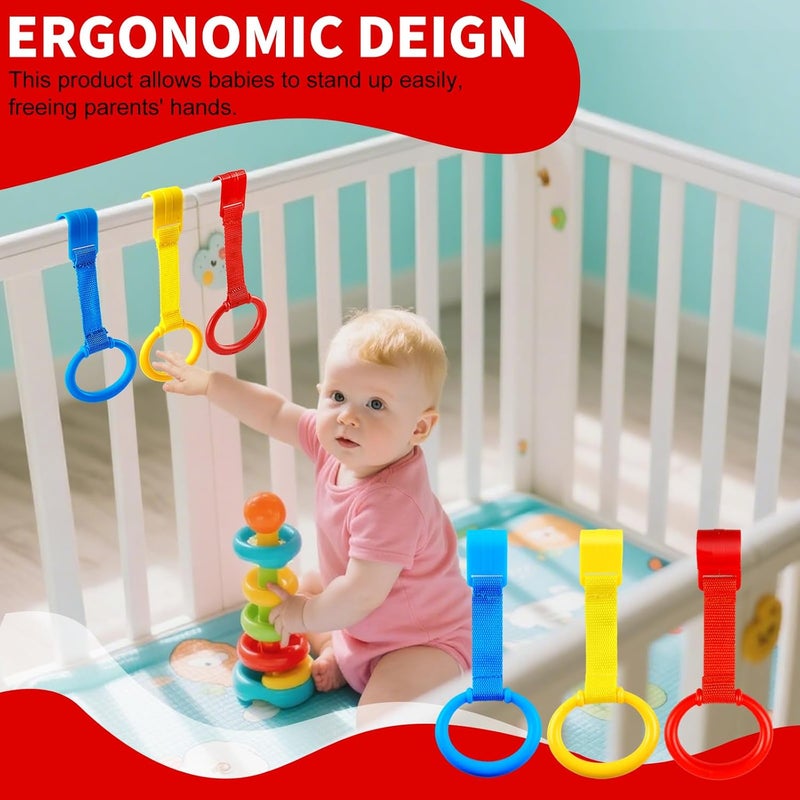 Rindion 3PCS Baby Pull Up Rings, Standing Walker Exercises Assistant Rings, Playpen Crib Hook Ring - Baby Walking Training Tool - Image 5